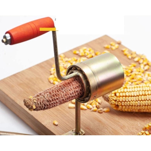 Dry Corn Sheller for Popcorn, Hand Crank Corn Thresher Fixed on a Wooden Board Quick Corn Cob