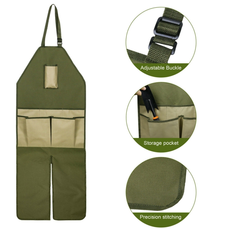 Gardening Apron, Unisex Work Tool Apron Made Of Wear-resistant Canvas, Large Pocket Apron, Split