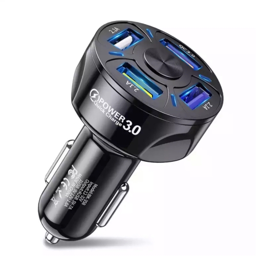 4-Port Multi USB Car Charger - 48W Quick Charge 7A QC3.0 for iPhone, Xiaomi, Huawei, and Android Devices