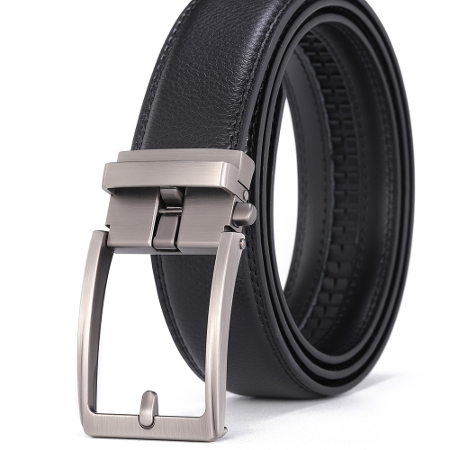 Men's cowhide automatic buckle belt side push fake pin buckle belt two-layer genuine leather belt