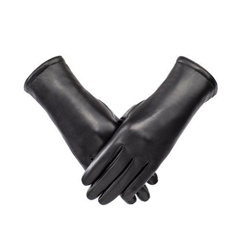 Autumn and winter women's genuine leather gloves windproof warm goatskin plus velvet long gloves