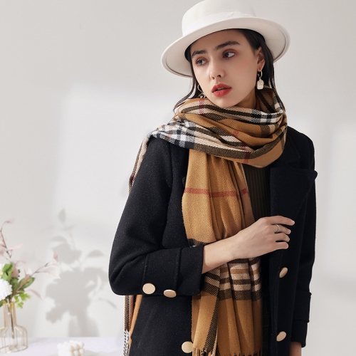 Warm shawl scarf women's imitation cashmere scarf medium length plaid scarf