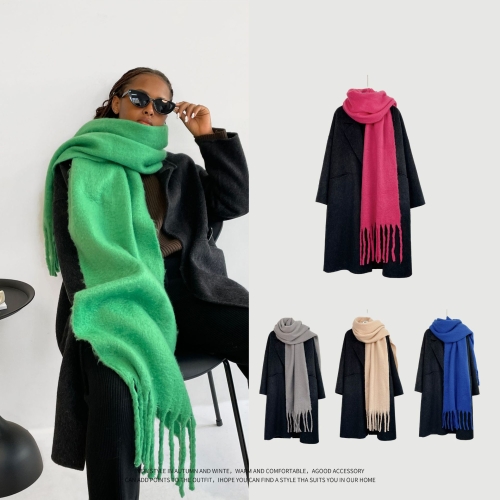 Seahorse wool scarf versatile high-end solid color shawl