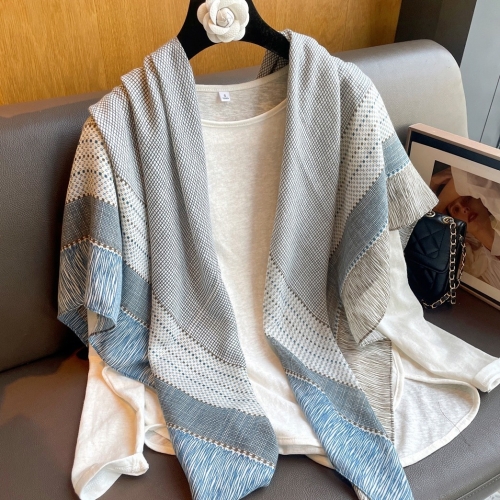 Small plaid linen scarf thin silk scarf outer shawl