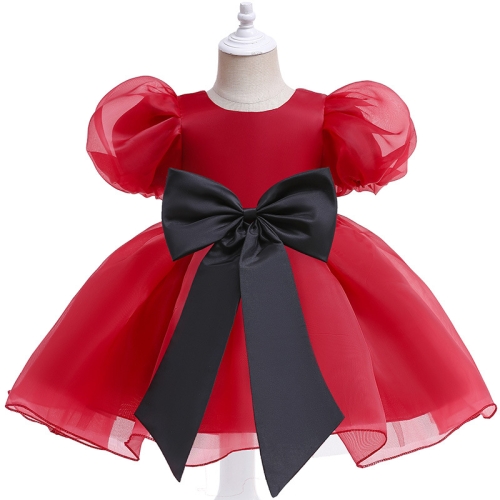 Puff Sleeve Solid Color Mesh Girls Floral Dress Princess Dress Ballet Dress