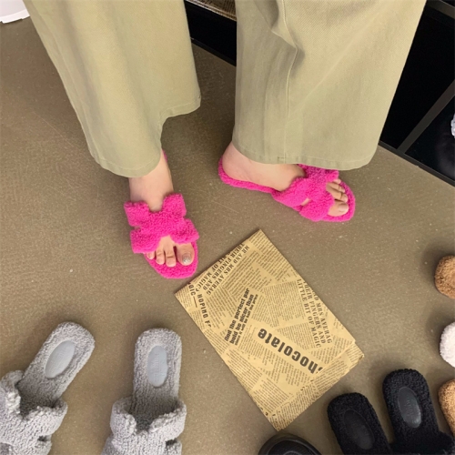 Ladies Sheepskin Wool Fur Slippers - Suede Comfortable Flat Shoes for Autumn and Winter