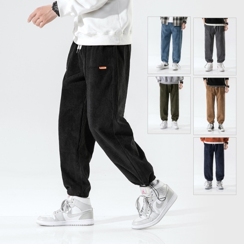 Men’s Corduroy Jogger Pants – Elastic Waist Relaxed Tapered Fit with Drawstring and Pockets