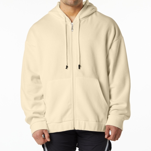 Design Men’s Zip-Up Hoodie – Fleece-Lined Loose Fit Sports Jacket with Hood