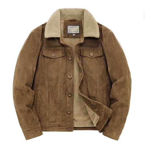 Men's Winter Corduroy Cotton Jacket – Fleece-Lined, Thickened Short Coat with Turn-Down Collar