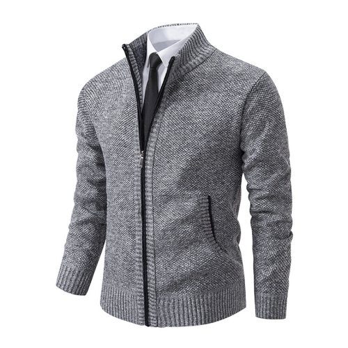Men's Plus Size Stylish Stand Collar Cardigan Jacket – Warm Fall & Winter Outerwear