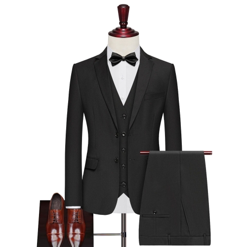 Men’s 3-Piece Suit – Elegant Solid Color, Slim Fit, Single Button Blazer, Vest, and Trousers Set
