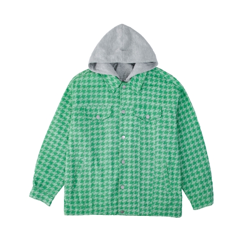 Unisex zipper hoodie jacket with fake two-piece design