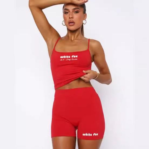 Letter print slim fit sports women's camisole suit
