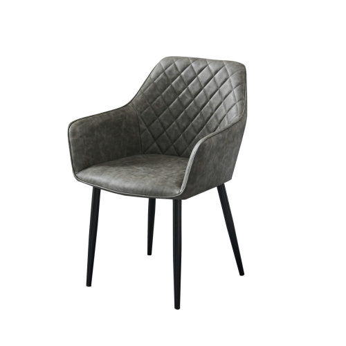Dining room chair with black artificial leather armrests and black feet