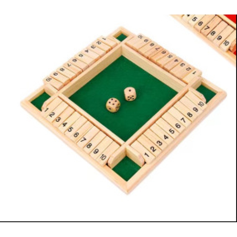 Deluxe 4 Player Shut The Box Wooden Table Game Classic Dice Board Toy