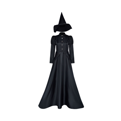 Women's Wicked Witch Halloween Costume – Deluxe Witch Black Dress with Witch Hat