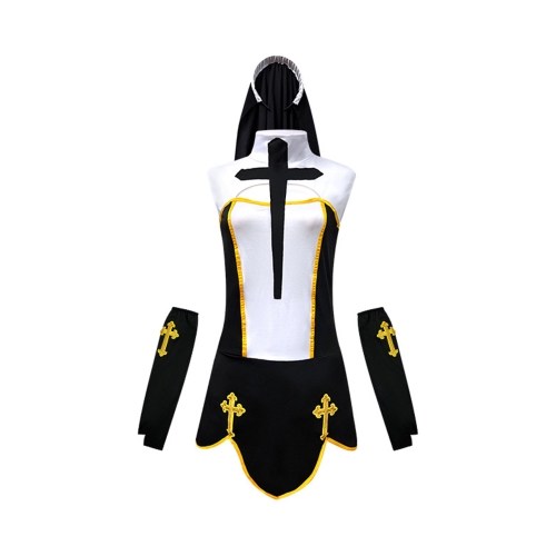 Halloween Sexy Nun Costume for Women with Stockings, Religious Sister Party Dress