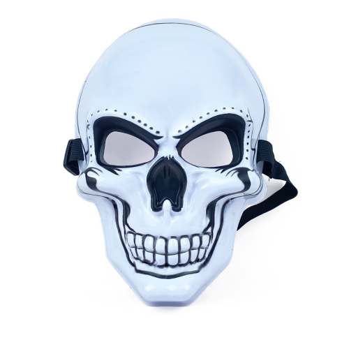 PVC White LED Skull Mask – EL Cold Light Halloween Glowing Mask