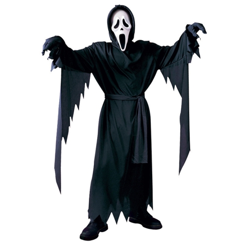 Halloween Screaming Ghost Face Costume with Hood and Mask for Cosplay