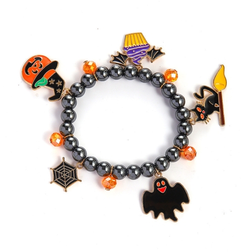 Halloween Bracelet with Pumpkin and Ghost Pendant