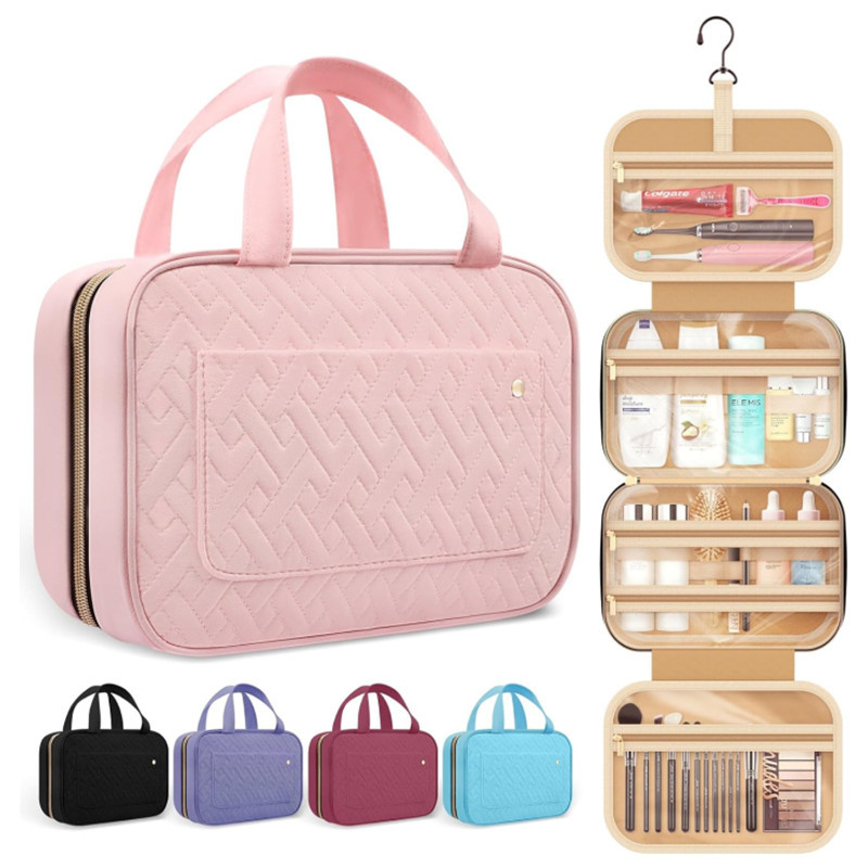 Toiletry Bag Travel Bag With Hanging Hook, Water-resistant Makeup Cosmetic Bag Travel Organizer