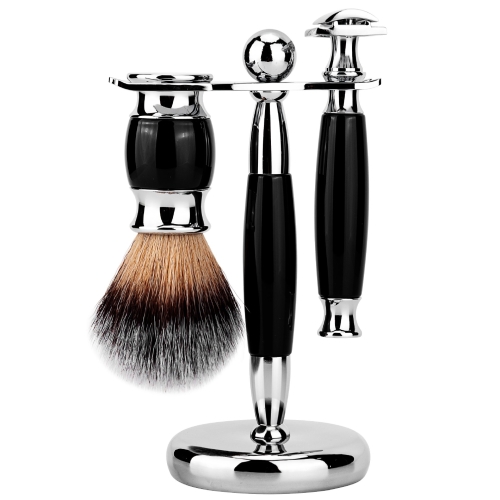 Luxury Shaving Set Rosewood Safety Razor Shave Brush Alloy Stand Holder
