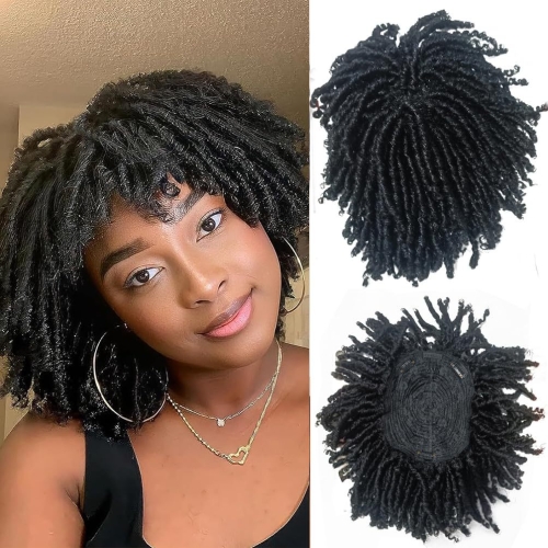 7 Inch Short Long Lock Wig Men Braid Hair Natural Black Wig Hairpiece Short Buckle Hair Accessories