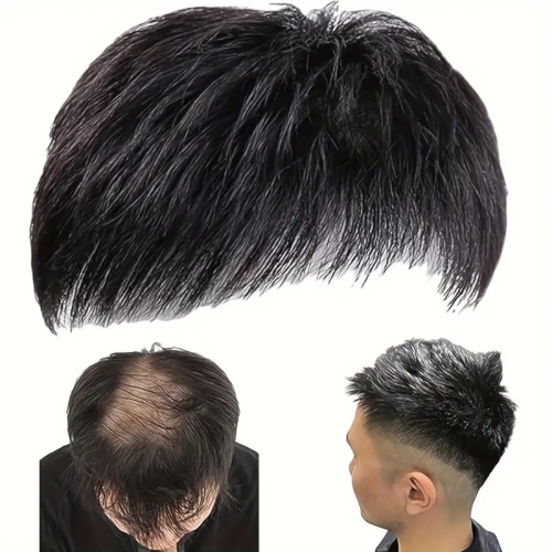 Men's hair clipper, short hairpiece wig, black short wig breathable invisible daily