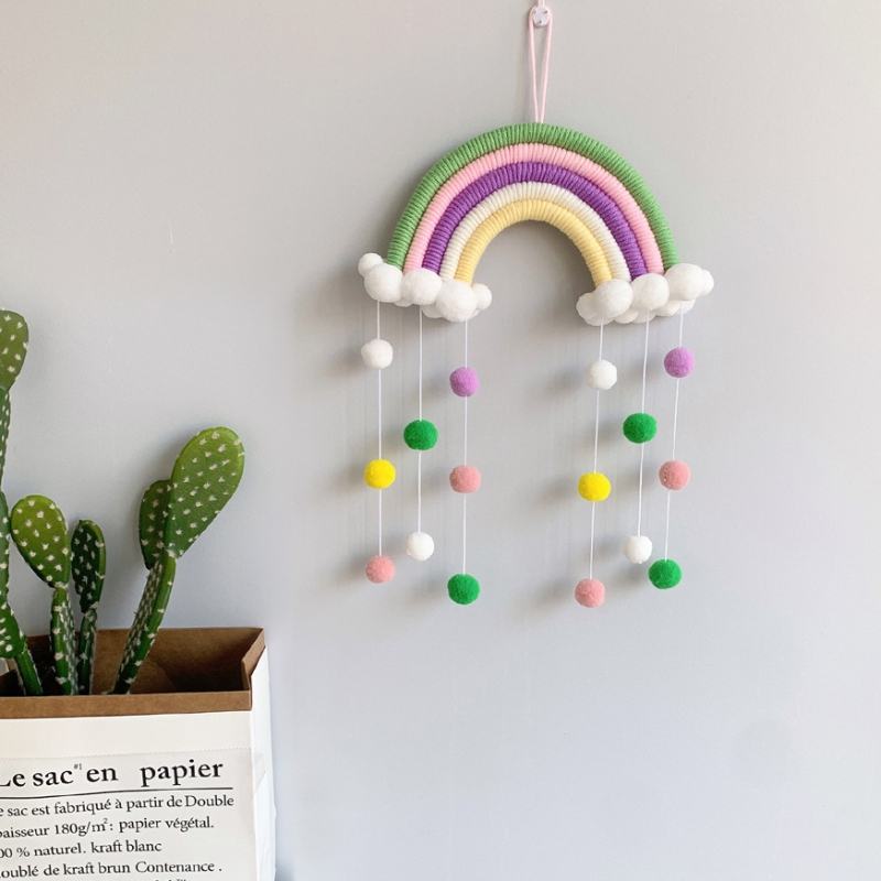 Nordic Home Decoration Children's Room Decoration Pendant Weaving Cloud Rainbow