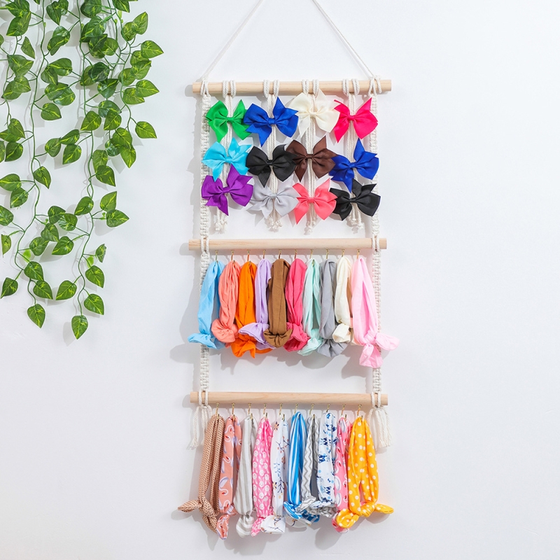 Headband Holder Hair Bows Organizer Wall Hanger Decor for Toddler Girls Room