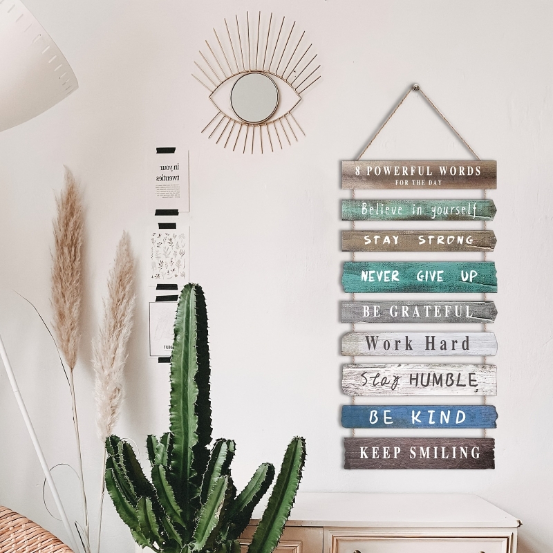 Inspirational Wall Art Decor For Office, Wooden Rustic Hanging Motivational Wall Art Decoration Sign