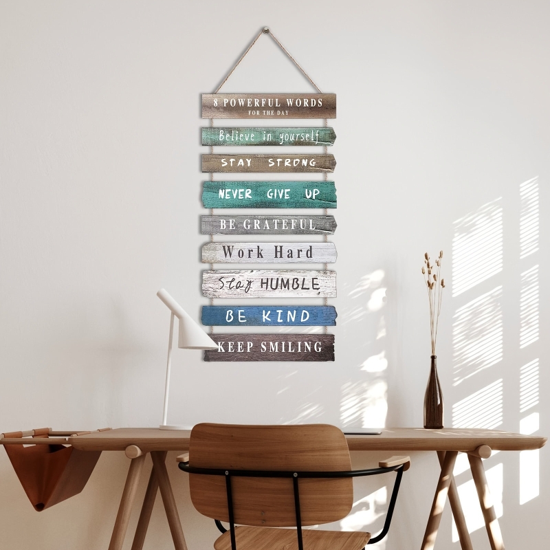 Inspirational Wall Art Decor For Office, Wooden Rustic Hanging Motivational Wall Art Decoration Sign