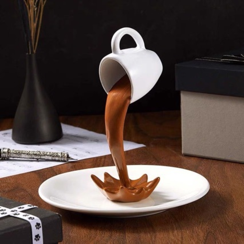 Floating coffee cup sculpture decoration