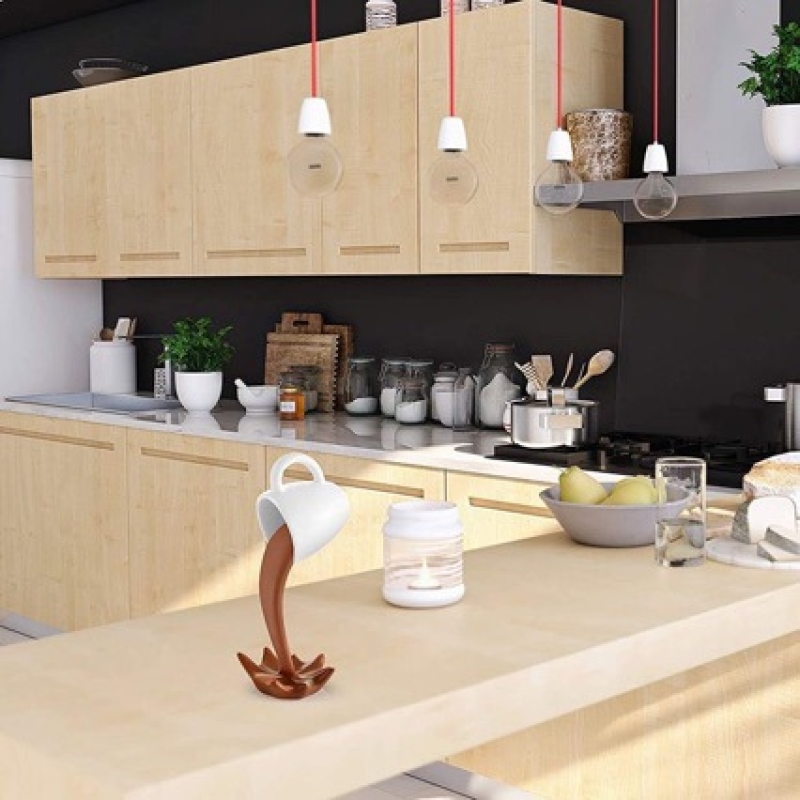 Floating coffee cup sculpture decoration