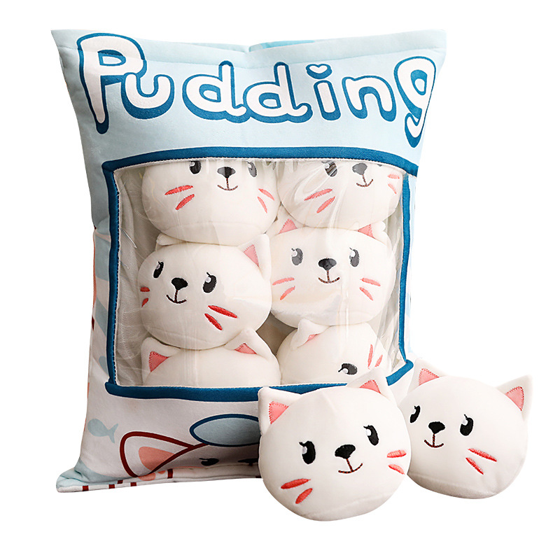 Cute Plush Pillow, Removable Fluffy Animal Kitten Dolls, Soft Animals Stuffed Toy Pillow For Girls Kids