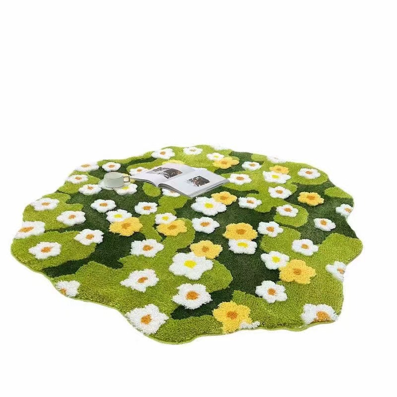 3d Irregular Bathroom Carpet Flower Forest Daisy Moss Living Room Carpet Bedroom Home Aesthetics Decorative round