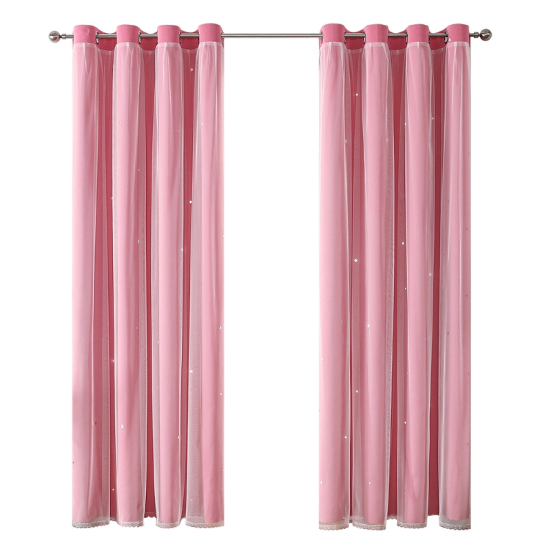 Star Blackout Window Curtains Room Gauze Drapes Blind For Kids Boy Girls Bedroom