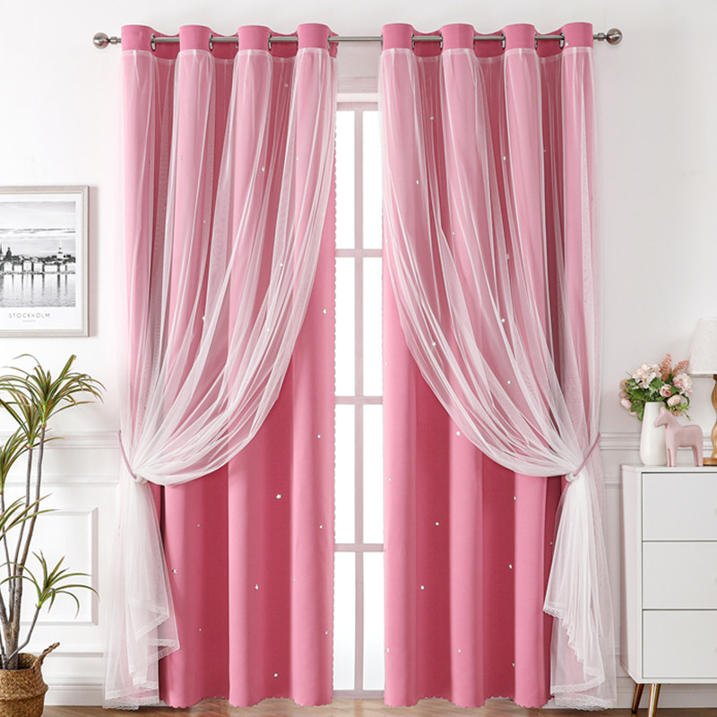 Star Blackout Window Curtains Room Gauze Drapes Blind For Kids Boy Girls Bedroom