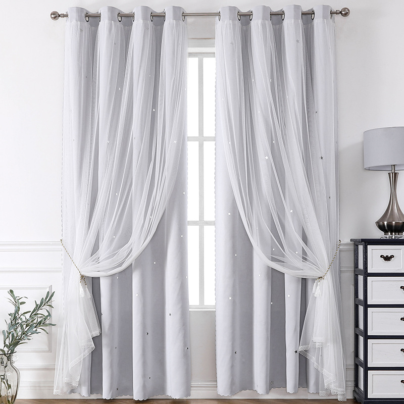 Star Blackout Window Curtains Room Gauze Drapes Blind For Kids Boy Girls Bedroom