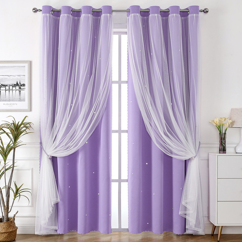 Star Blackout Window Curtains Room Gauze Drapes Blind For Kids Boy Girls Bedroom