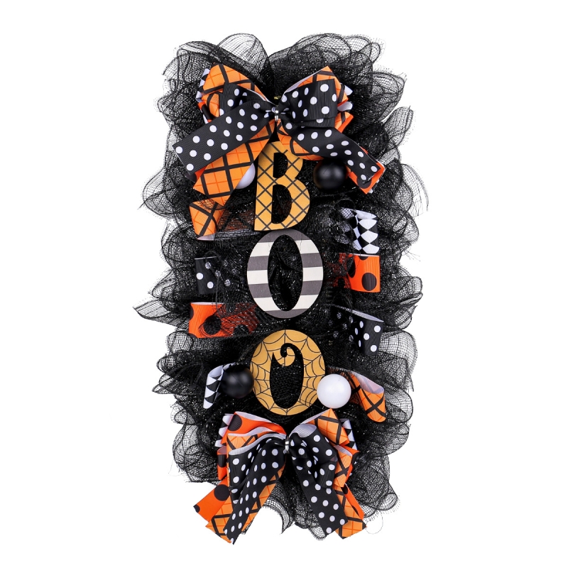 Halloween Wreath Rattan Material Door Hanging For Halloween Ghost Party Crafts