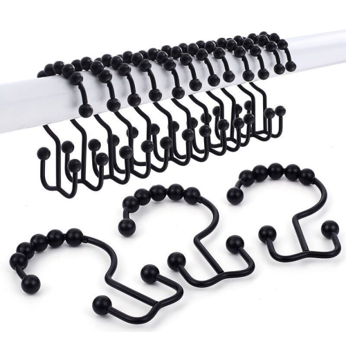 Anti-rust metal double slide shower 12-in hook set