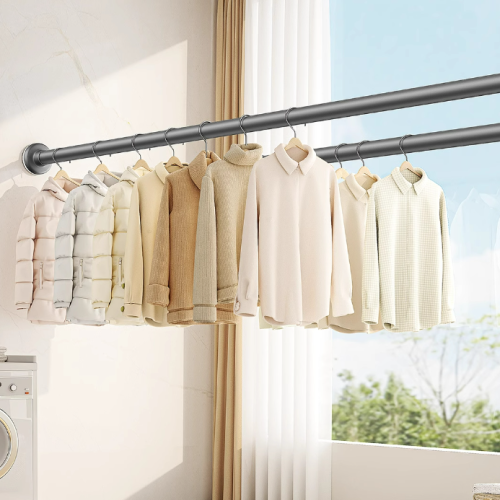 Shower curtain rod adjustable 13.78 inch~ 102.36 inch with bracket rust-proof spring tension shower rod no drilling suitable for bathroom