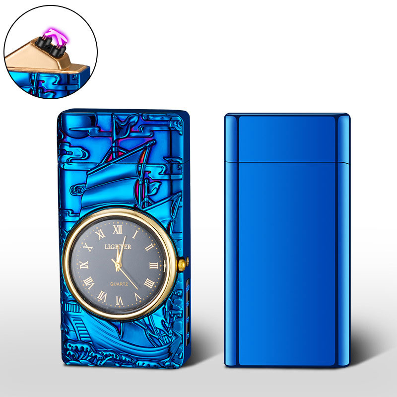 Electric lighter cool lighter windproof flameless lighter lighting power display USB rechargeable lighter with cool clock dial