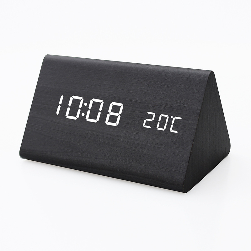 Wooden Digital Alarm Clock for Bedroom - Electric Desk Clock with Large Numbers, USB Port, Adjustable Volume, Dimmer, Wooden Decor