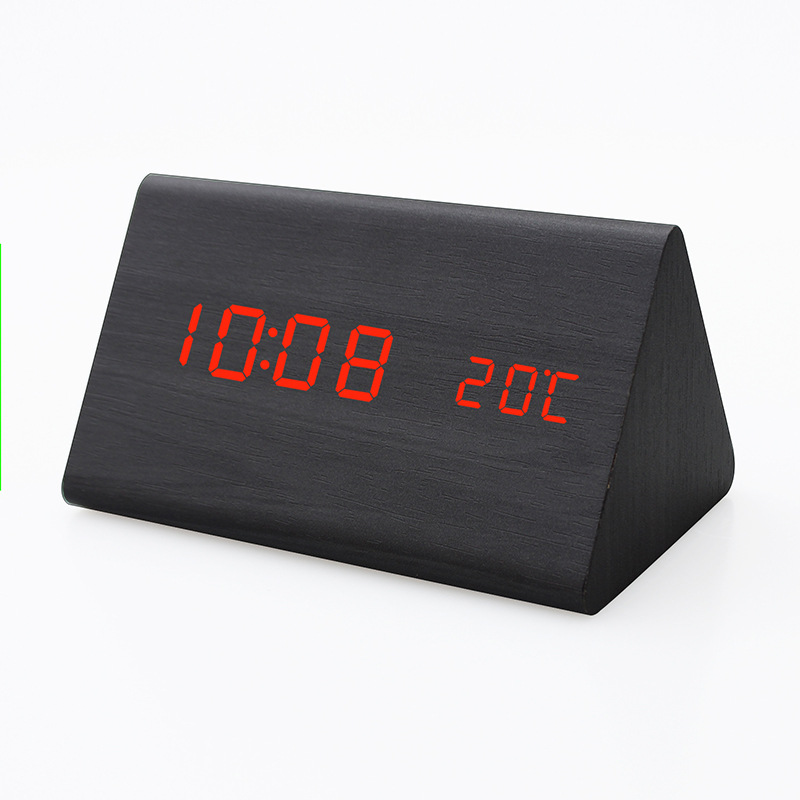 Wooden Digital Alarm Clock for Bedroom - Electric Desk Clock with Large Numbers, USB Port, Adjustable Volume, Dimmer, Wooden Decor