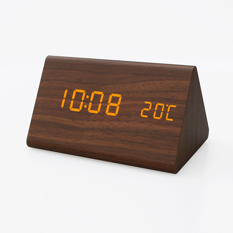 Wooden Digital Alarm Clock for Bedroom - Electric Desk Clock with Large Numbers, USB Port, Adjustable Volume, Dimmer, Wooden Decor