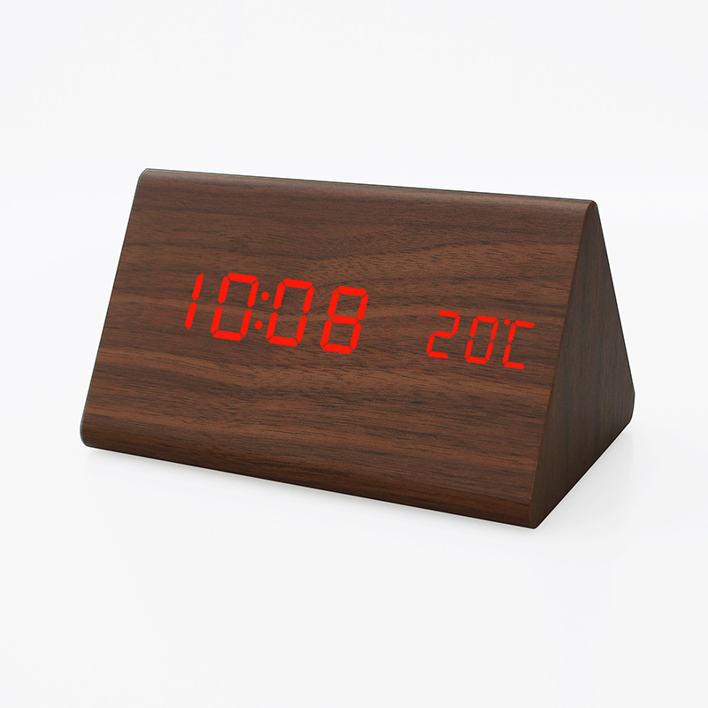 Wooden Digital Alarm Clock for Bedroom - Electric Desk Clock with Large Numbers, USB Port, Adjustable Volume, Dimmer, Wooden Decor