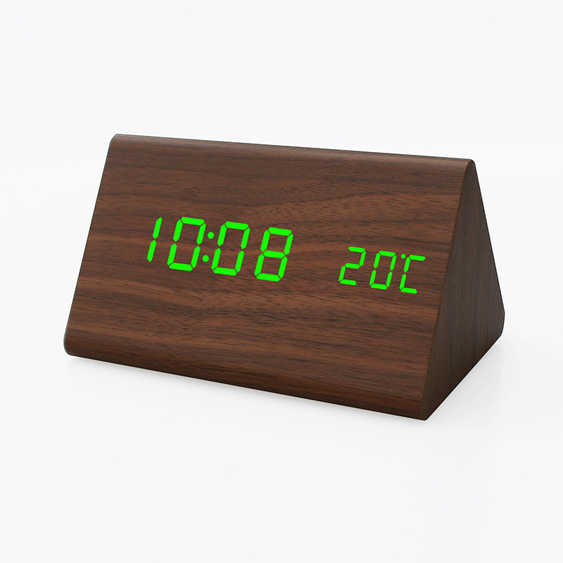 Wooden Digital Alarm Clock for Bedroom - Electric Desk Clock with Large Numbers, USB Port, Adjustable Volume, Dimmer, Wooden Decor