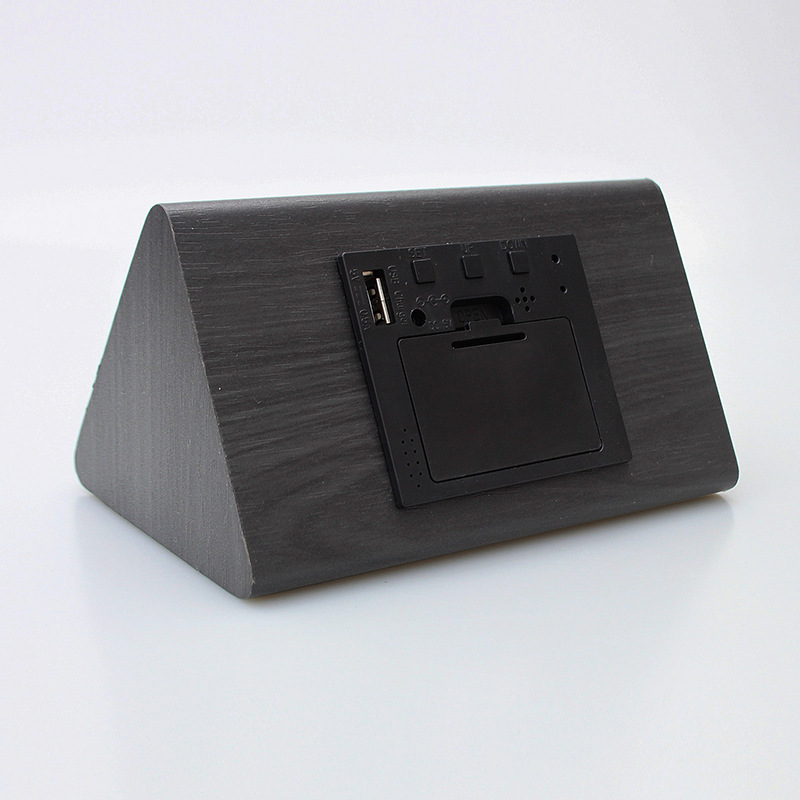 Wooden Digital Alarm Clock for Bedroom - Electric Desk Clock with Large Numbers, USB Port, Adjustable Volume, Dimmer, Wooden Decor